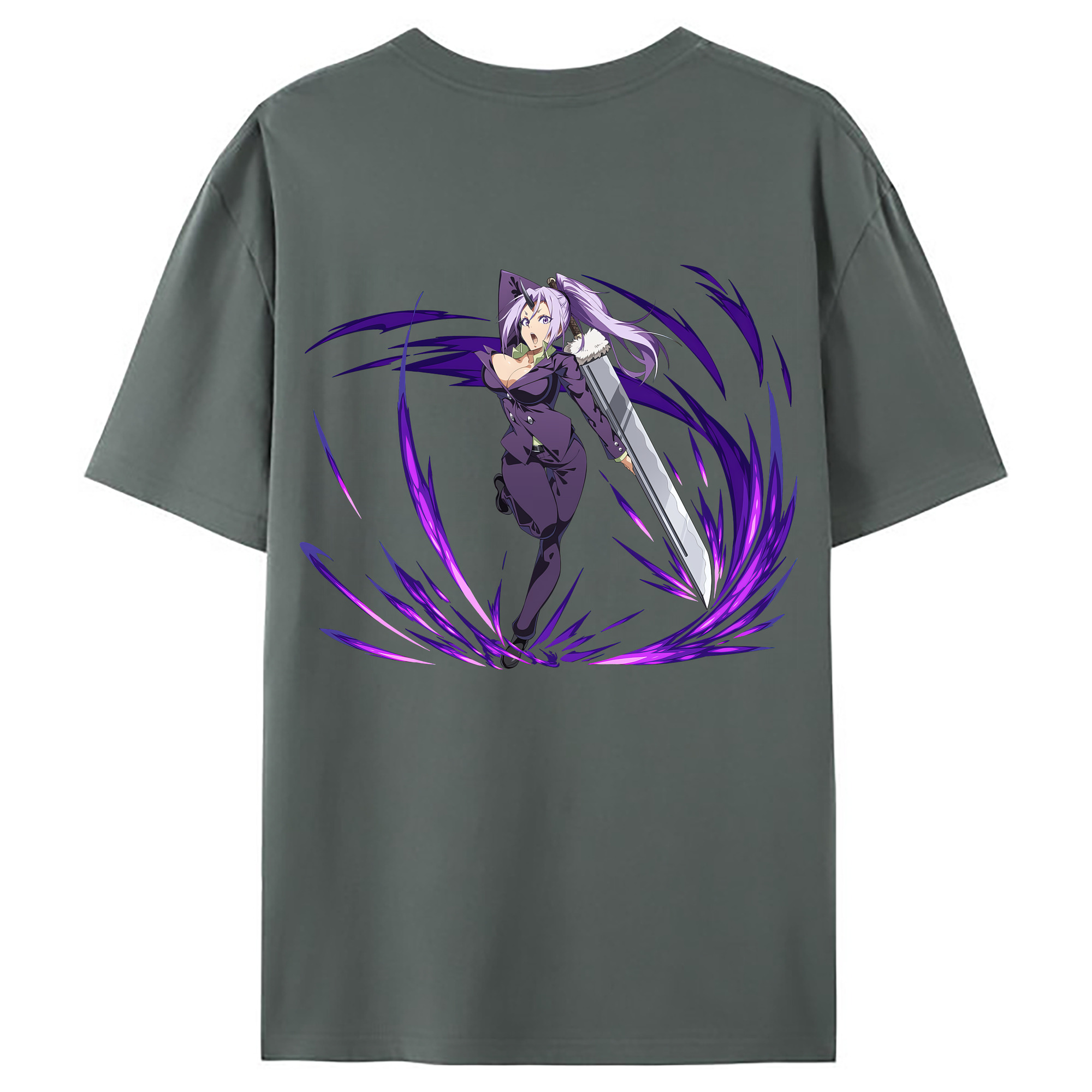 （画像用） 転スラ Regarding Reincarnated to Slime 綿100％ メンズ半袖Tシャツ（バックプリント） 通気性